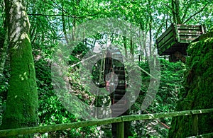 Vintage water wheel used to run Cornwalls old Tin Mines . Cornwall, England, UK