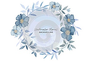 Vintage Watercolor Blue Flowers frame