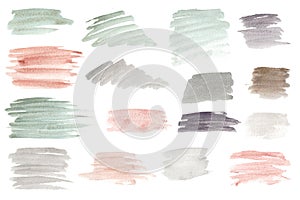 Vintage watercolor brush strokes. Set of hand-drawn elements for design. Use for logo or web design