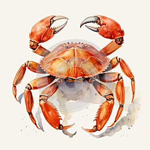 Vintage Watercolor Crab Illustration With Detailed Realism