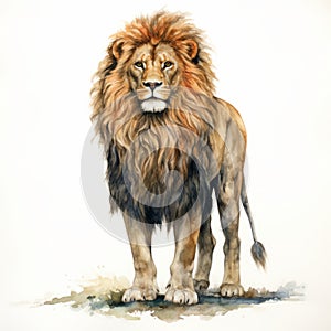 Vintage Watercolor Lion Illustration - Realistic Lifelike Figure