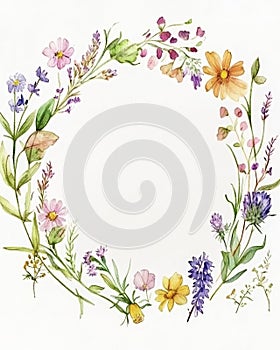 Vintage watercolor wild flower frame