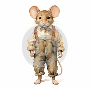 Vintage Watercolored Mouse: The Jolly Mr. Rat Digital Art