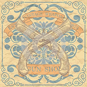 Vintage weapon shop emblem