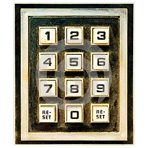 Vintage weathered keypad with reset buttons