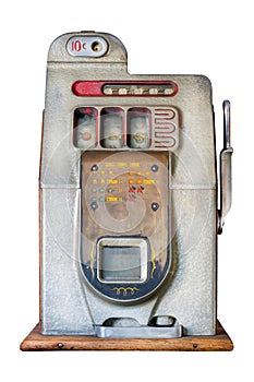 Vintage weathered slot machine