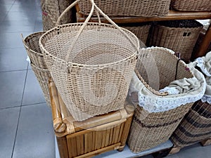 Vintage weave wicker basket at the market