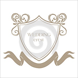 Vintage Wedding Crest with Floral Decor.