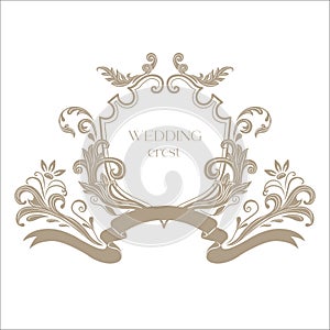 Vintage Wedding Crest with Floral Decor.