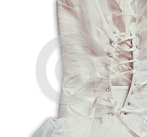 Vintage wedding dress corset background. wedding concept. isolated image