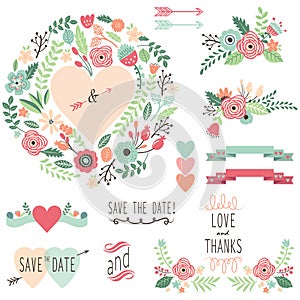 Vintage Wedding Flora design element