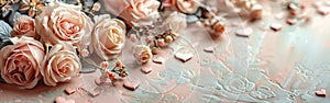 Vintage Wedding Romance: Roses, Flowers, and Hearts as Background