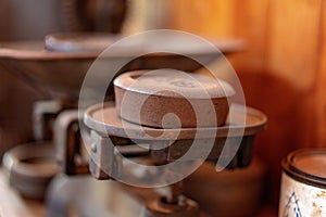 Vintage Weights For Weighing Produce In A Shop