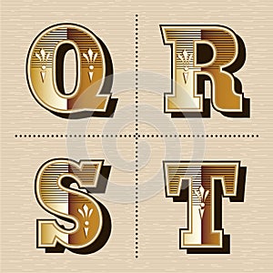 Vintage western alphabet letters font design vector illustration