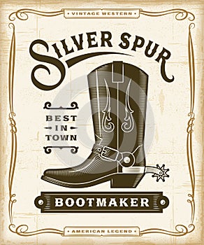 Vintage Western Bootmaker Label Graphics