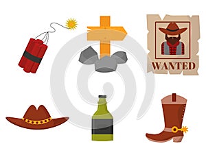 Vintage western cowboys vector signs american symbols