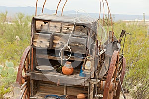 Vintage western pioneer wagon kitchen horse cart