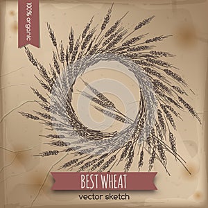 Vintage wheat wreath template