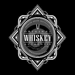 vintage whiskey badge art deco label retro vector illustration