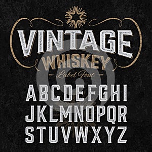 Vintage whiskey label font with sample design