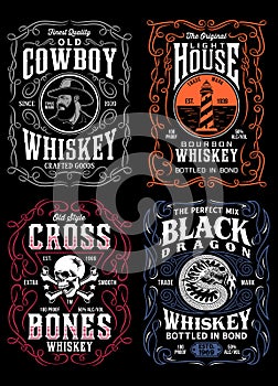 Vintage Whiskey Label T-shirt Graphic Collection