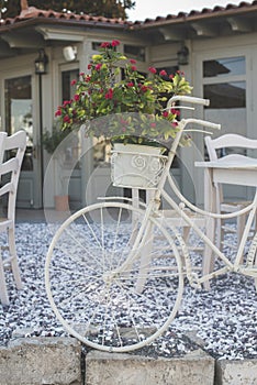 Vintage white bicycle.