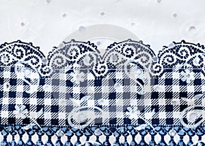 Vintage white and blue cotton fabric