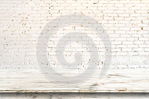 Vintage white brick wall background.