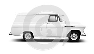 Vintage White Delivery Van on White