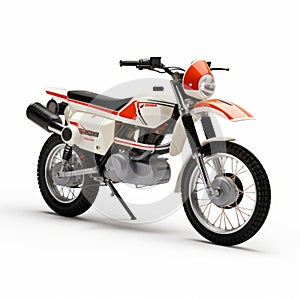 Vintage White Dirt Bike Rendered In Maya On White Background