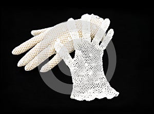 Vintage white lace gloves.