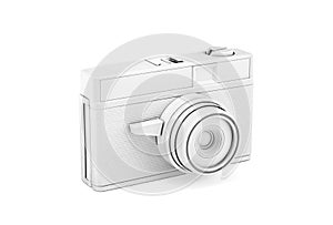 Vintage white photo camera with clipping path
