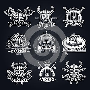 Vintage White Viking Emblems Set