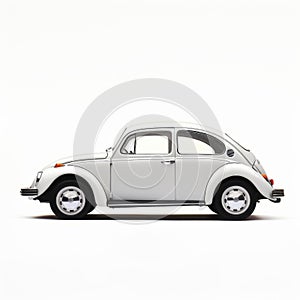 Vintage White Volkswagen Beetle: A Retro Hyper-realistic Still Life