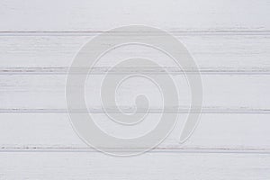 Vintage white wood plank background with copy space. Painted wall with horizontal wooden planks
