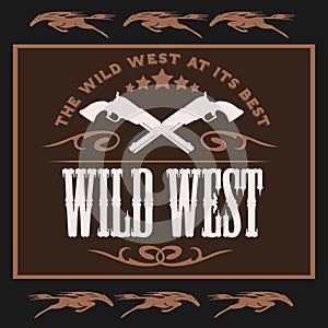 Vintage wild west poster with Crossed colts