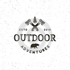 Vintage wilderness logo. hand drawn retro styled outdoor adventure emblem. vector illustration