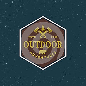 Vintage wilderness logo. hand drawn retro styled outdoor adventure emblem. vector illustration