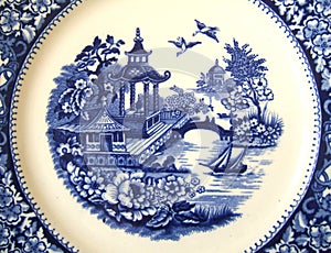 Vintage Willow Pattern Background photo