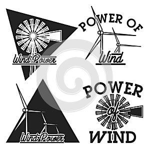 Vintage wind power emblems