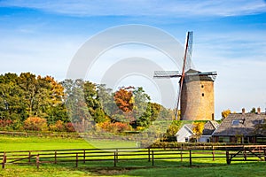 Vintage windmill in the rural countryside. Zeddam, The Netherlands photo