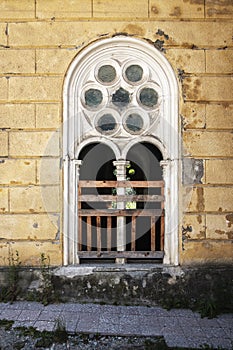 Vintage window in brick wall