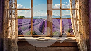 vintage window lavender field beautiful design summer