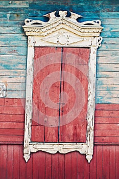 Vintage window and old stone wall textured wallpaper background