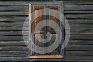 Vintage window. Window of old wooden house.