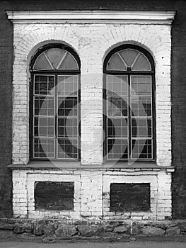 Vintage windows with lattices photo