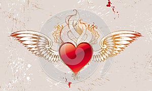 Vintage winged heart photo