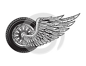 Vintage winged motorcycle wheel concept