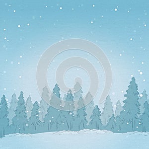 Vintage winter forest landscape. background