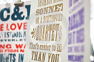 Vintage wise quotes screen printed and hanging to dry